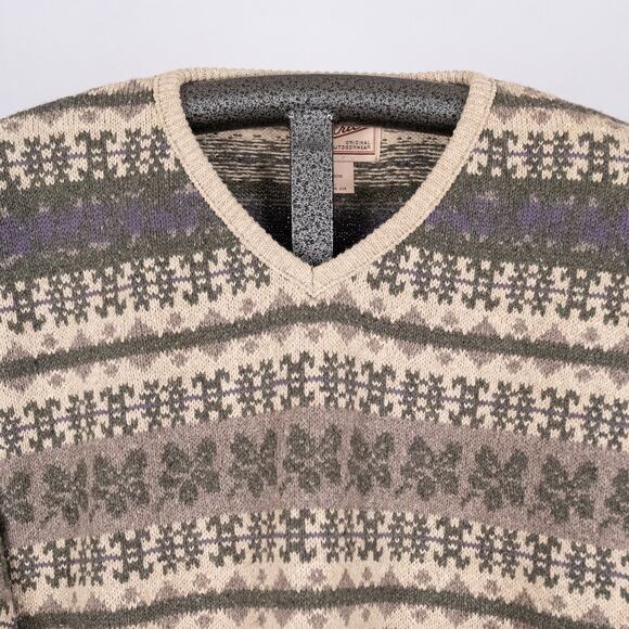 Vintage Women's Woolrich Sweater LARGE USA Made Fair Isle Nordic Classic Cotton - Picture 3 of 6